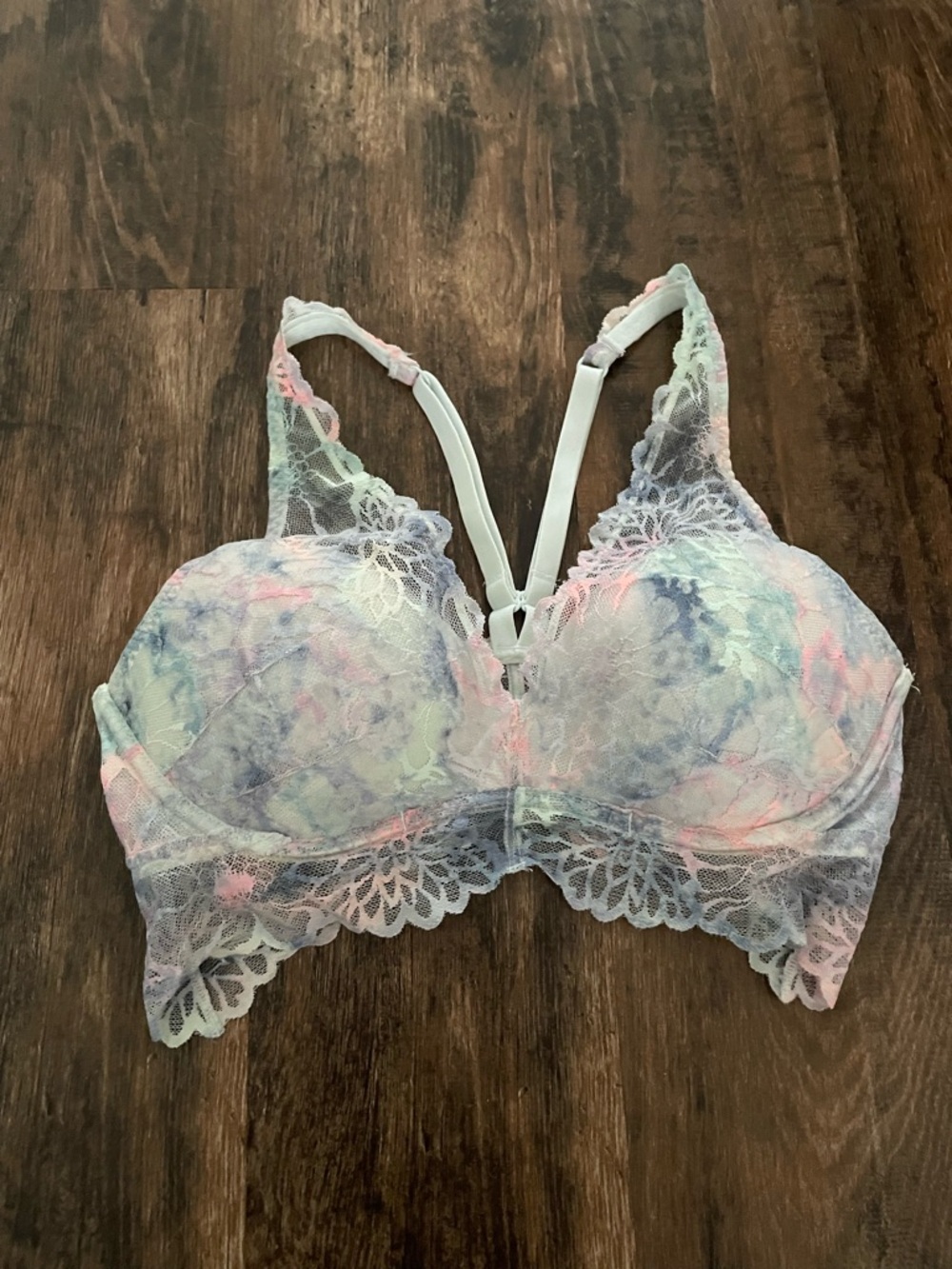Lace Overlay Pastel Bralette - Pastel Multi